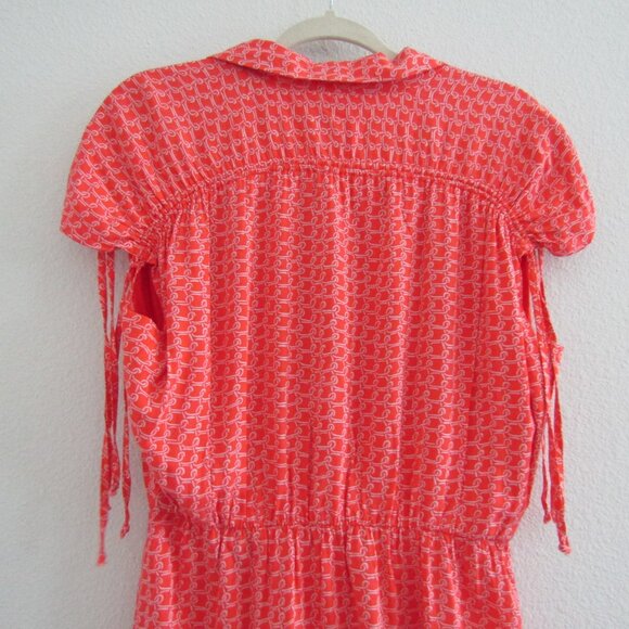 Anthropologie Maeve Printed Shirt Dress Medium Orange Boho Lightweight Feminine - Picture 8 of 14